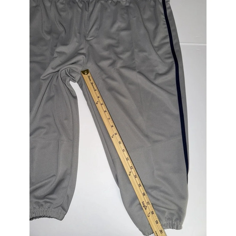 Adidas Men 2XL Icon Pro Gray Baseball Pants Stretch Elastic Blue Logo Stripe NWT